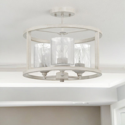 Melstone 3-Light Steel Dimmable Milk Glass Semi Flush Mount