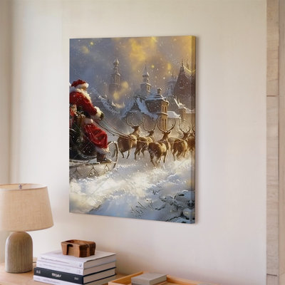 Toile une cabane en bois recouverte de neige avec une roue d'eau rouge se trouve à côté d'un ruisseau doucement coulé entouré d'art luxuriant