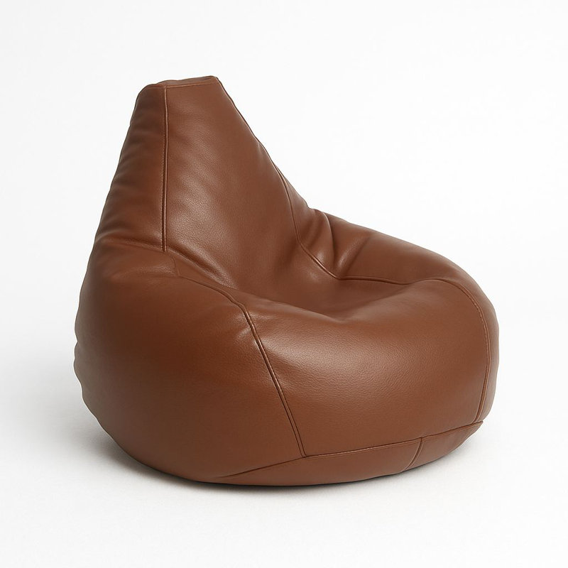 Fauteuil à billes en simili cuir de qualité supérieure, 31,5 po x 29,5 po x 11,8 po | 100% polyester, tissu imperméable, mousse de billes de styromousse recyclée | Housse zippée amovible, idéale pour le salon, la salle de jeux et la détente