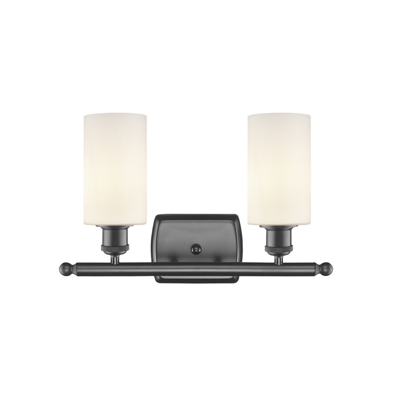 Éclairage de salle de bain à 2 lumières à intensité variable Mallette, Ampoule incandescente rétro de 60 watts, Blanc mat