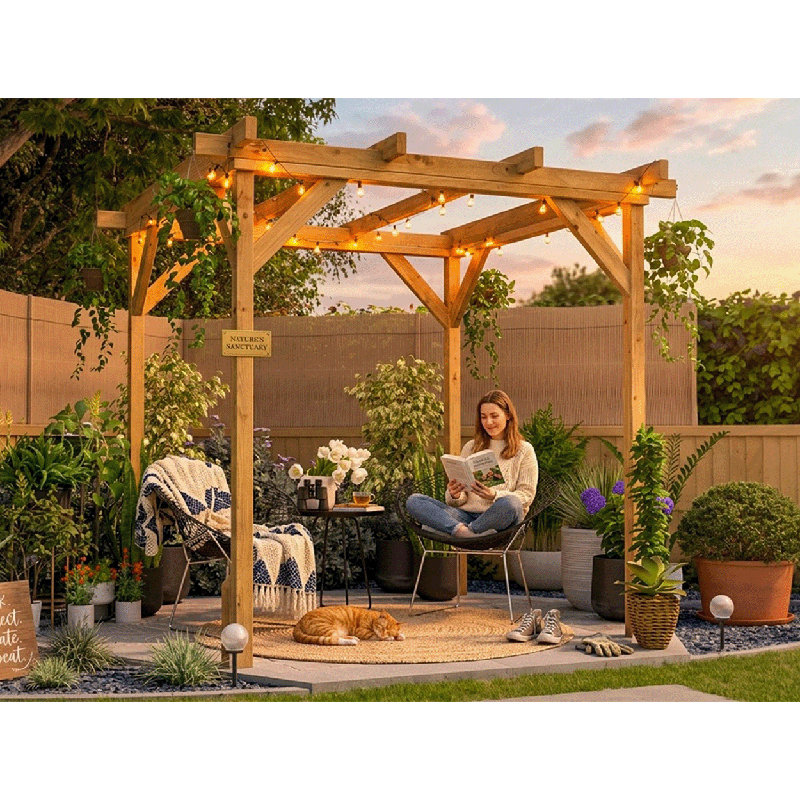 Dunster House Wooden Pergola Garden Plants Frame Utopia 2m x 2m (6' 6" x 6' 6")