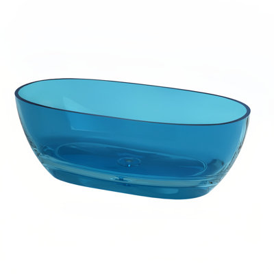 Modern Simple Blue Resin Bathtub 59.06'' W 22.05'' H Tub & Shower Kit