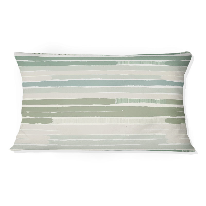 Coussin lombaire à rayures vertes et beiges