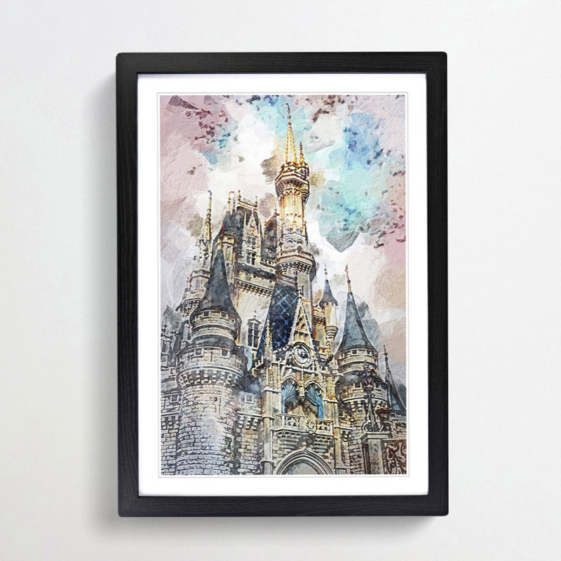 Magic Kingdom in Orlando Florida in Abstract - Framed Print, Black, 50cm H x 35cm W x 2cm D