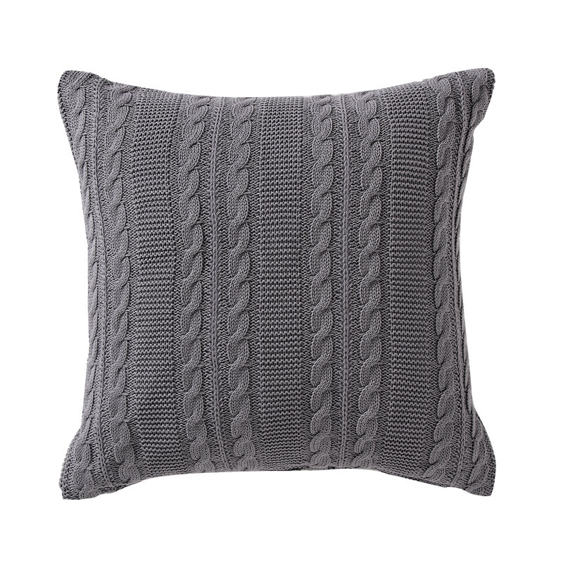 Coussin décoratif en tricot torsadé de 18 po x 18 po Dublin, Gris