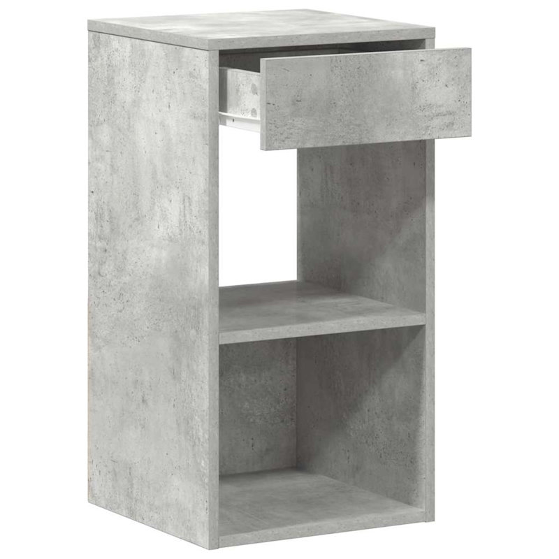 Rontavius 35cm W Manufactured Wood Bedside Table, Concrete Grey, Individual
