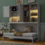 Lit escamotable mural simple avec armoire supérieure, tablettes, lit pliable peu encombrant avec lumière et USB-839216134