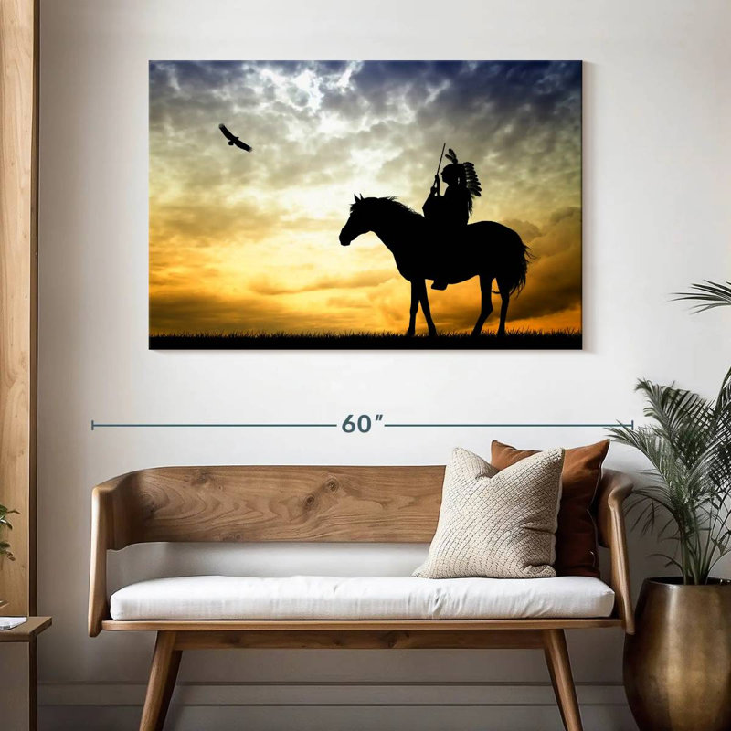 Lelar Indian On Horse, 32" H x 48" W