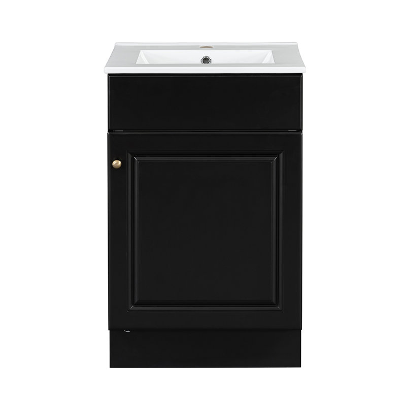 Meuble-lavabo de 20 po avec lavabo, meuble-lavabo avec tablette de porte et tablette réglable, Blanc