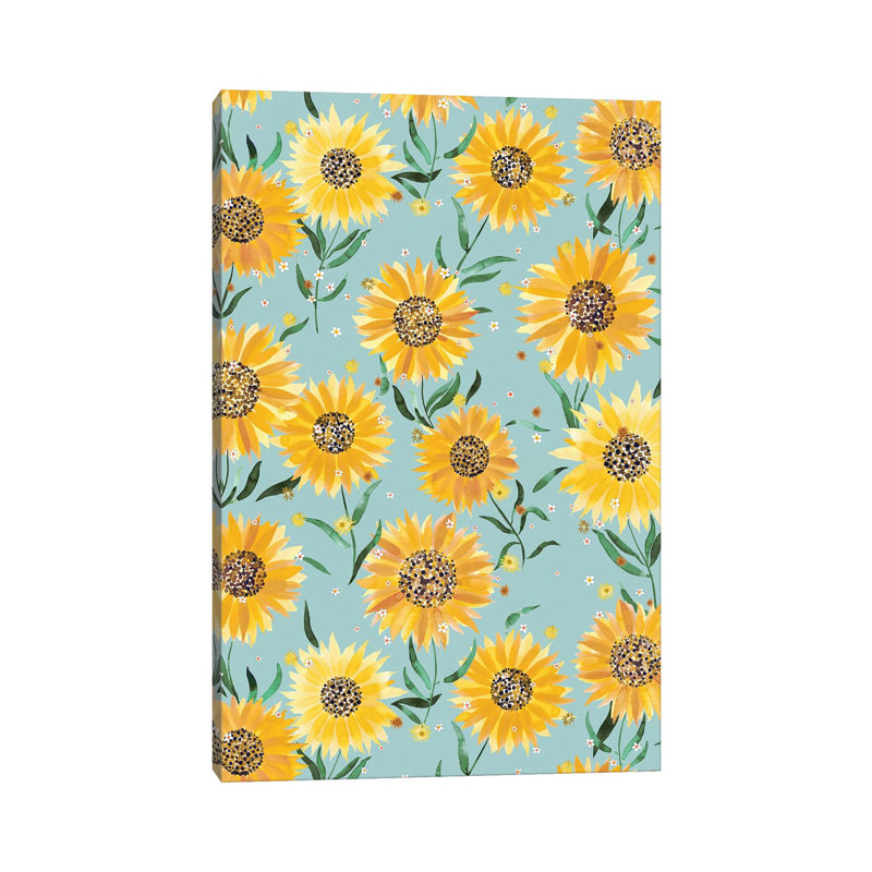 Summer Countryside Sunflowers Blue - Wrapped Canvas Art Prints 1 Piece Wrapped Canvas Wall Art, 101.6cm H x 66.04cm W