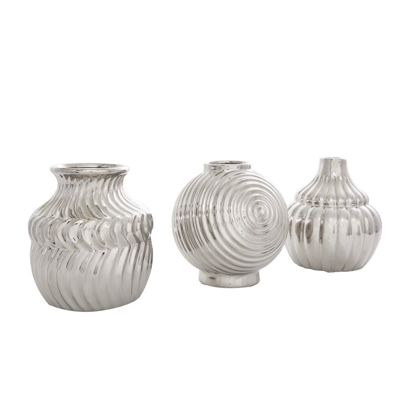 Vase de table en céramique Milanni, Argent, Petit