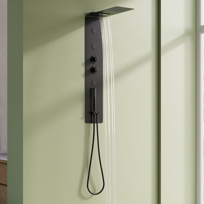39 In.  4-Function Full Body Shower Panel System With Rainfall Shower Head,Body Jets And Hand Shower,(Valve Included)
