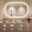 Ahmiyah ovale à DEL-miroir de salle de bain / anti-buée / à intensité variable / Bluetooth / verre trempé-386306336