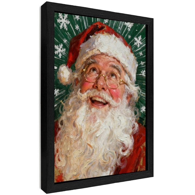 «Black Santa Vintage», art mural encadré noir, impressions de style rétro, H 25 po x l 17 po