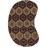 Tapis en laine brun foncé en laine à motif géométrique touffeté à la main Anly