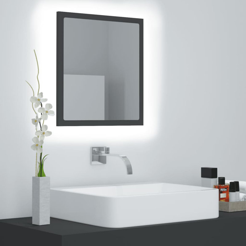 Engineered Wood Flat Wall Mirror, Black, 14.6" x 15.7"