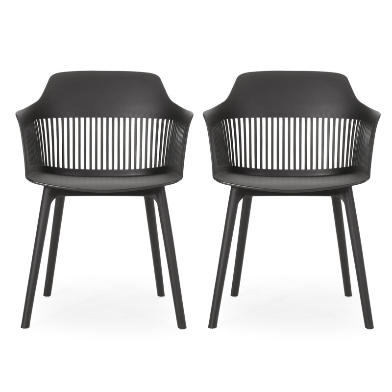 Outdoor Chair - Dahlia Style. Black Polypropylene, Weather . Clean Lines. 33''H X 22.5''W 21.5''D. And Stable