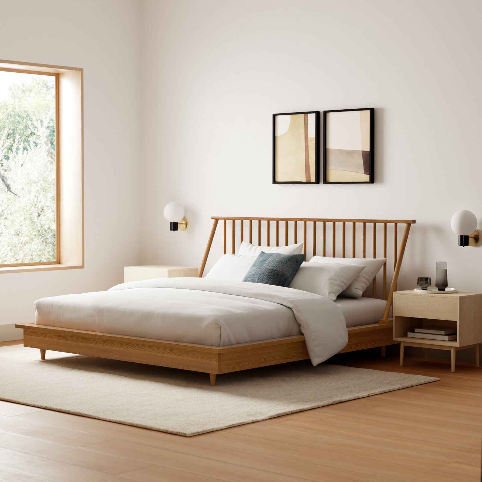 Thalia Solid Wood Slat Bed, King