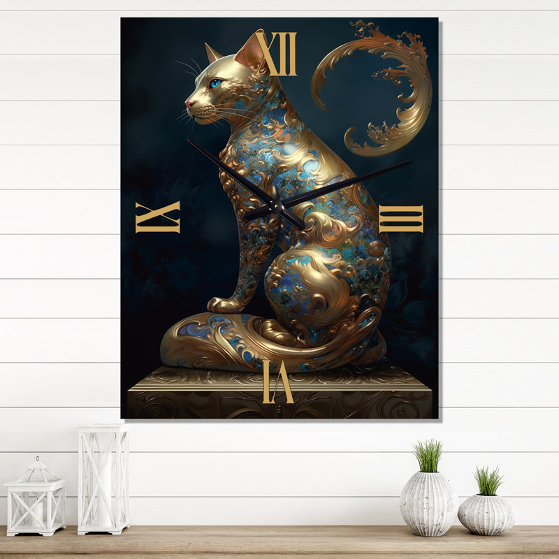 Glam Statue de sarcelle majestueux chat - animaux horloges murales de chat, Petit
