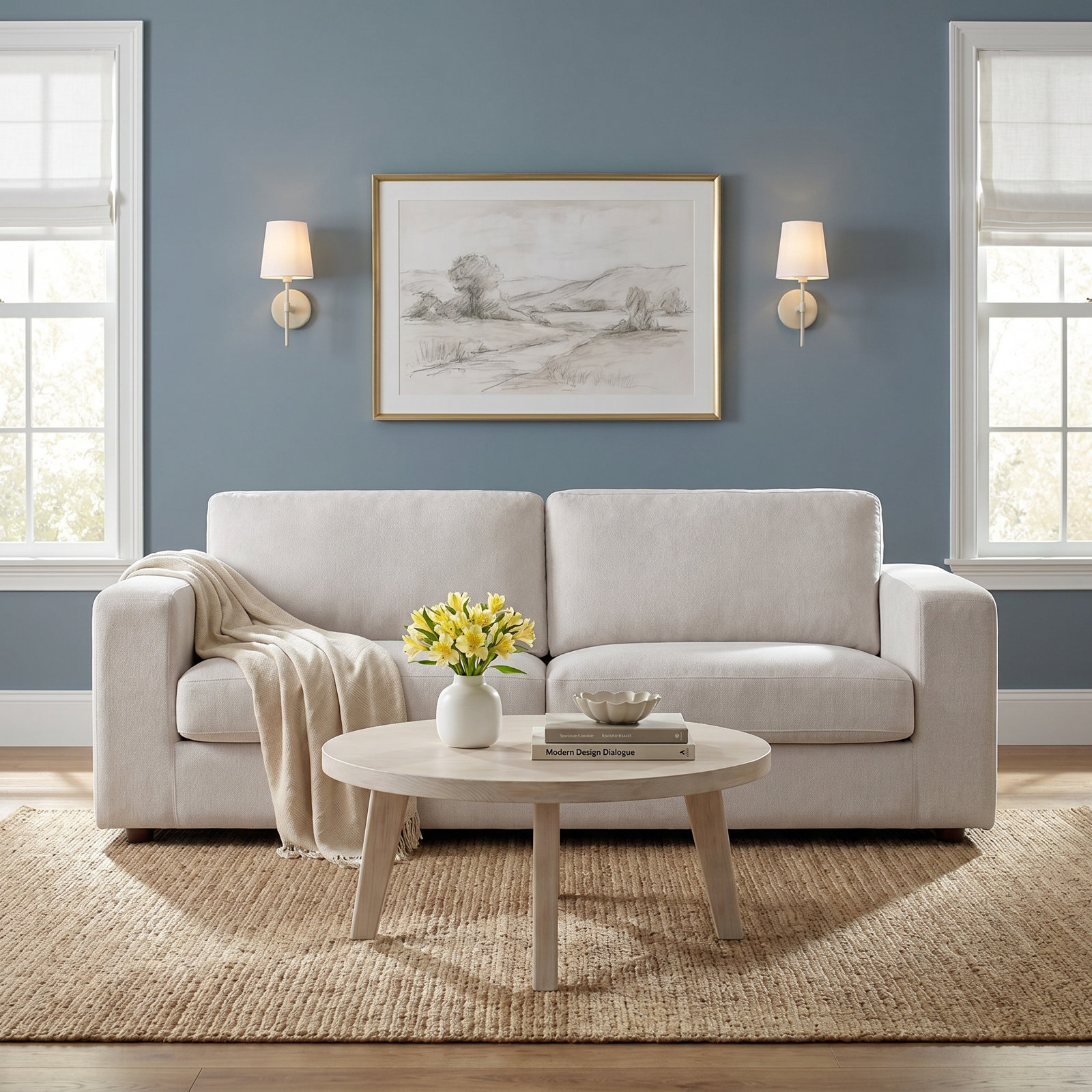 92" Slipcovered Sofa, Ivory