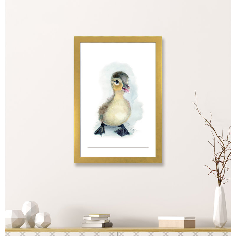 «Baby Duckling», reproduction d'art, Papier encadré doré, Blanc, H 24 po x l 16 po x P 1 po