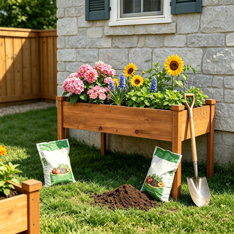 Lit de jardin surélevé avec pieds