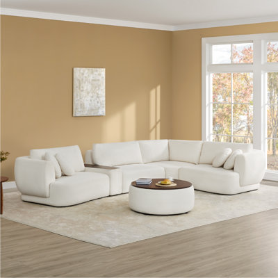 Aneika 156'' 5-Piece Curved Sectional With Ottoman