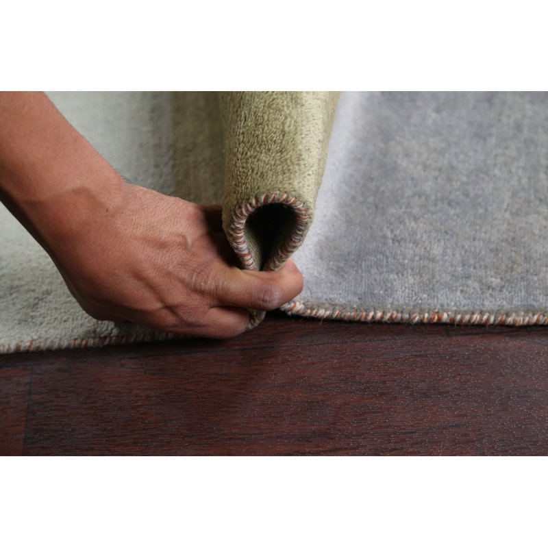 Tapis décoratif en laine de conception unique 6 pi 7 po x 9 pi 6 po noué à la main New Age en laine rouge/gris/brun clair