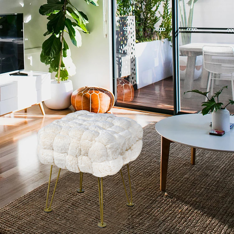 Aislee Upholstered Ottoman, Gardenia 100% Polyester