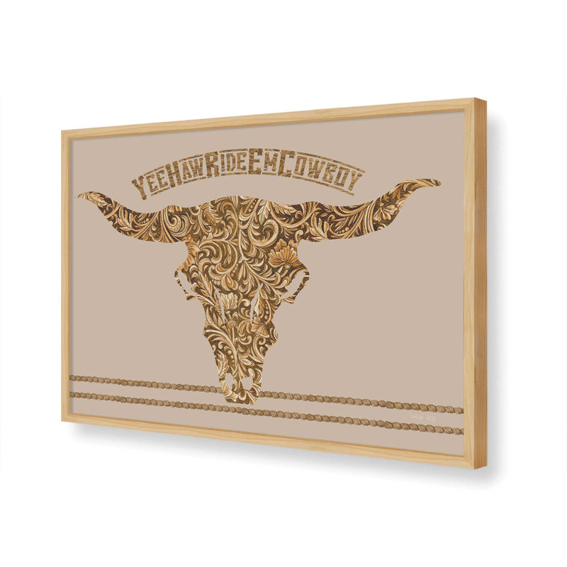 «Yee Haw Ride Em Cowboy» par Cindy Jacobs, reproduction d'art, L 32 po x H 24 po, Tanné, Impression encadrée