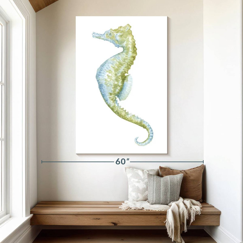 Brampt aquarelle hippocampe II, H 51 po x l 34 po