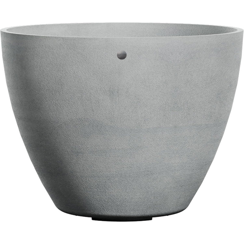 Lupo Large Tapered Round Planter -, Concrete Stone, 15.4" H x 20" W x 20" D