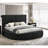 1pc Unique Round Plush Black Velvet Button-Tufted Detailing Storage Bed-979590756