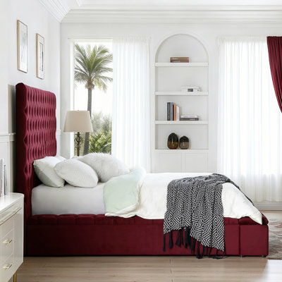 Mikara Upholstered Velvet Platform Bed