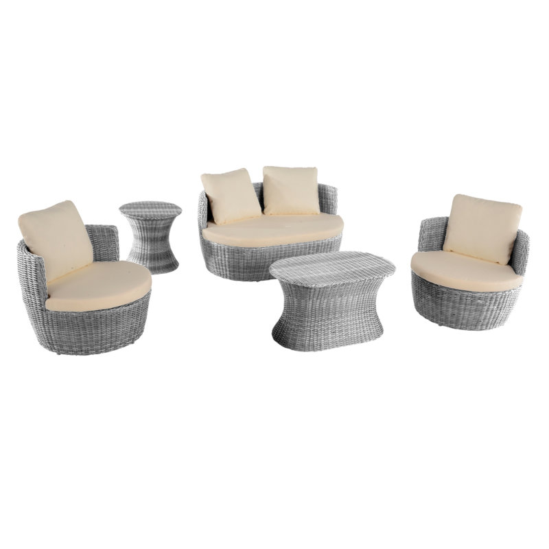 Ensemble de conversation d'extérieur 5 pièces Romantic Collection, Non, Beige, gris