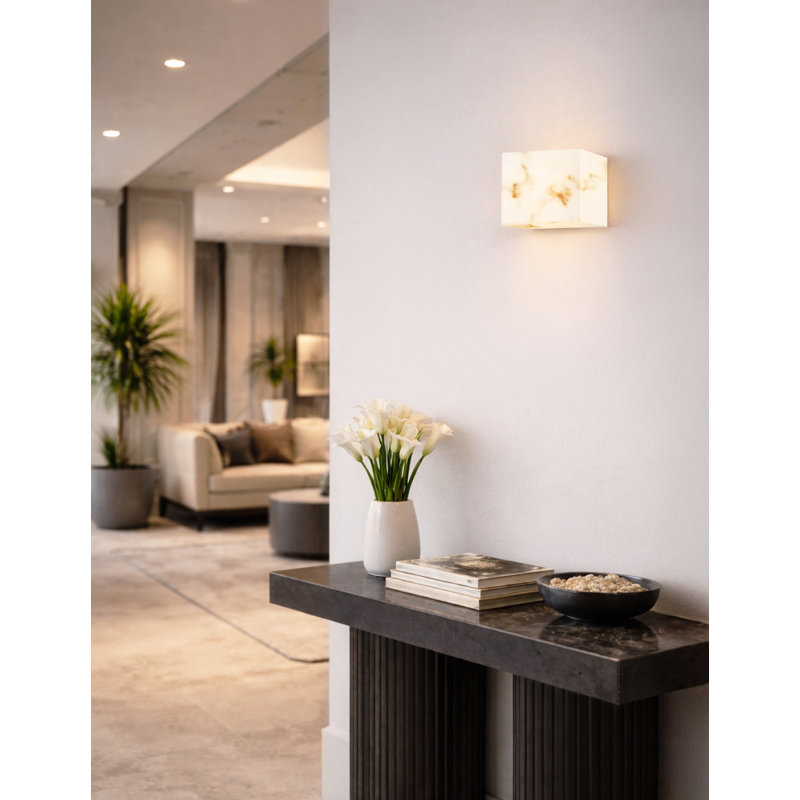 LumenAria - Medley 17" LED ADA Wall Sconce, Faux Alabaster, 4.75" H x 4.75" W x 4" D