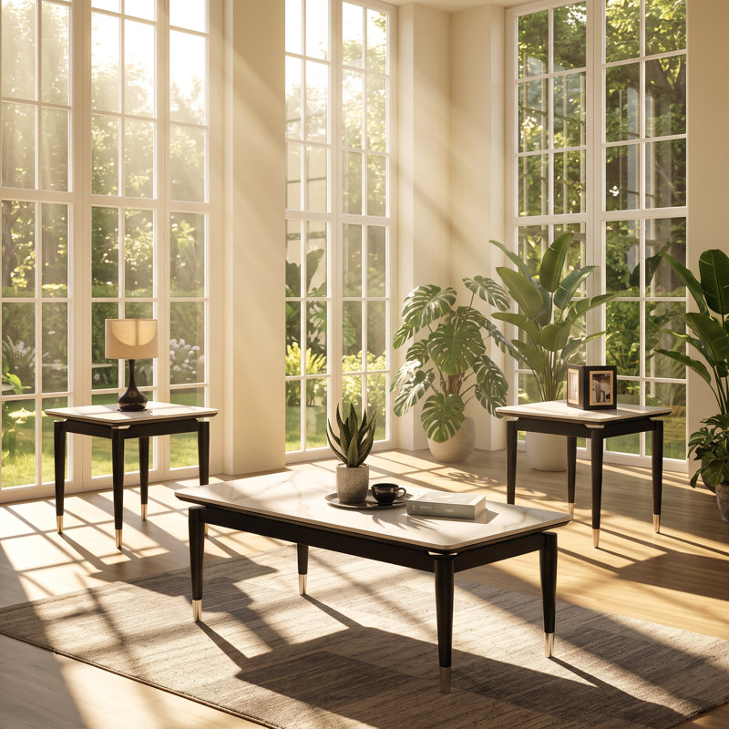 Ensemble de tables basses et de tables de bout en bois d'hévéa l 47,2 po x P 23,6 po x H 18 po Mobilya