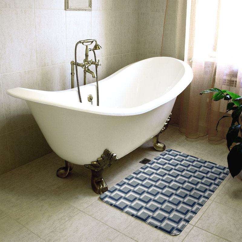 Tapis pour salle de bain Baltimore, l 17 po x L 24 po, Silver/Blue/White