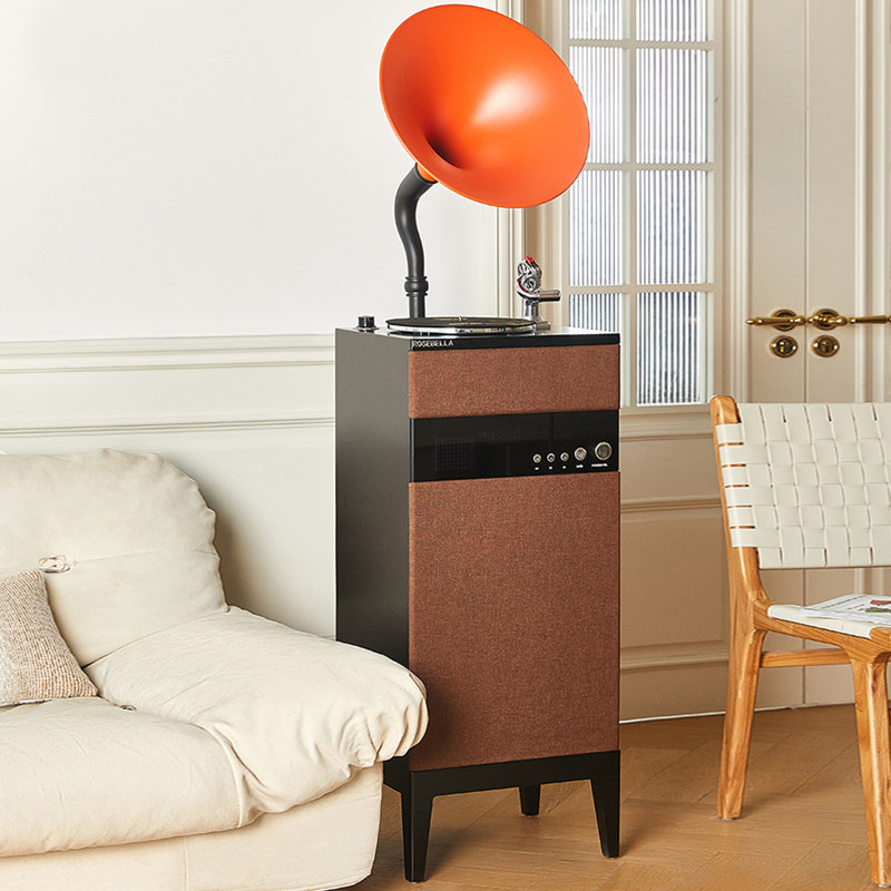 Brownness + bois massif rectangulaire orange + lecteurs média en aluminium
