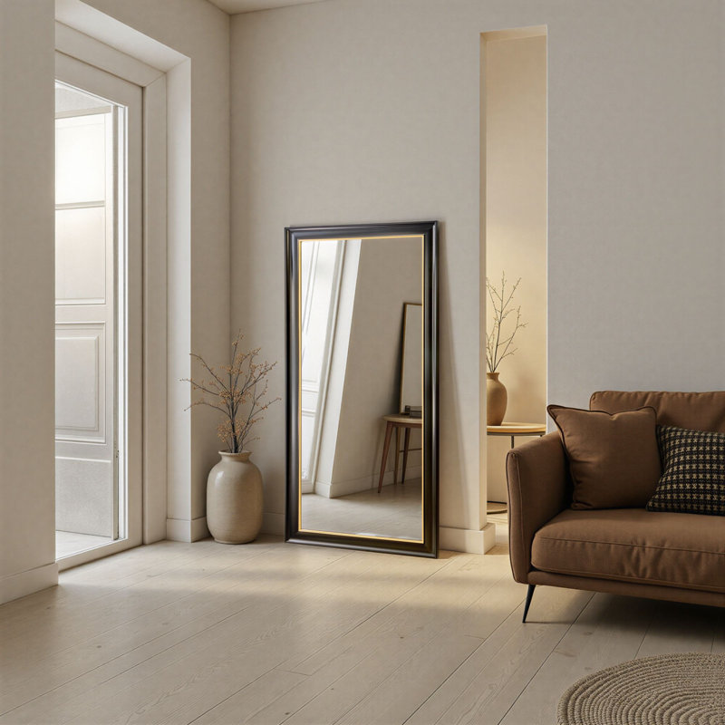 Georgian Tall Black Bevelled Mirror, 166.5cm x 75cm