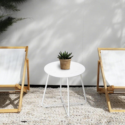 Outdoor Side Tables With Flower Cut Outs, Weather Resistant Steel Patio Side Table,  Round Outdoor End Table Metal Side Table For Patio Yard Balcony Garden