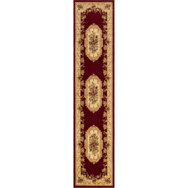 Tapis oriental rouge Rabito, Tapis de couloir 2 pi 7 po x 12 pi