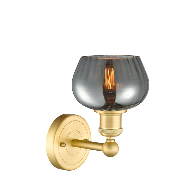Canute Armed Sconce, Plated Smoke, Satin Gold