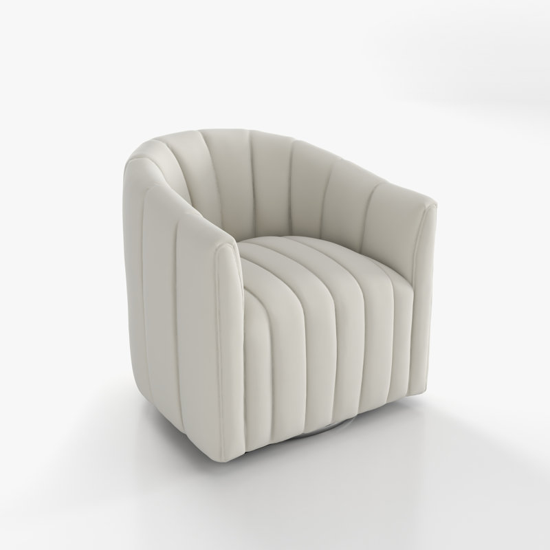 Annelotte Velvet Swivel Barrel Chair, Beige