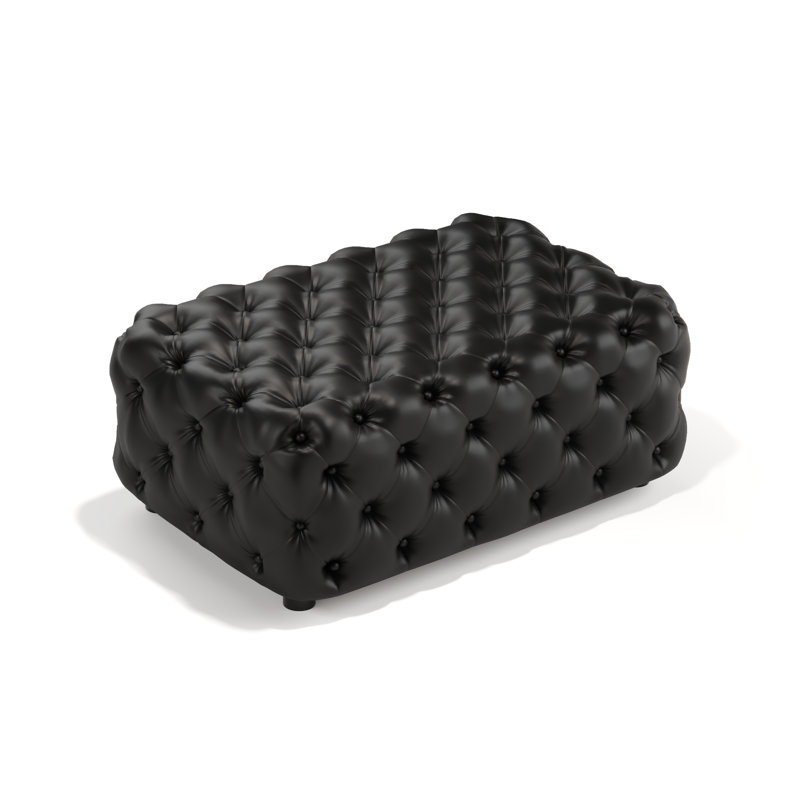 Repose-pieds rembourré en similicuir 38,5 po, Black