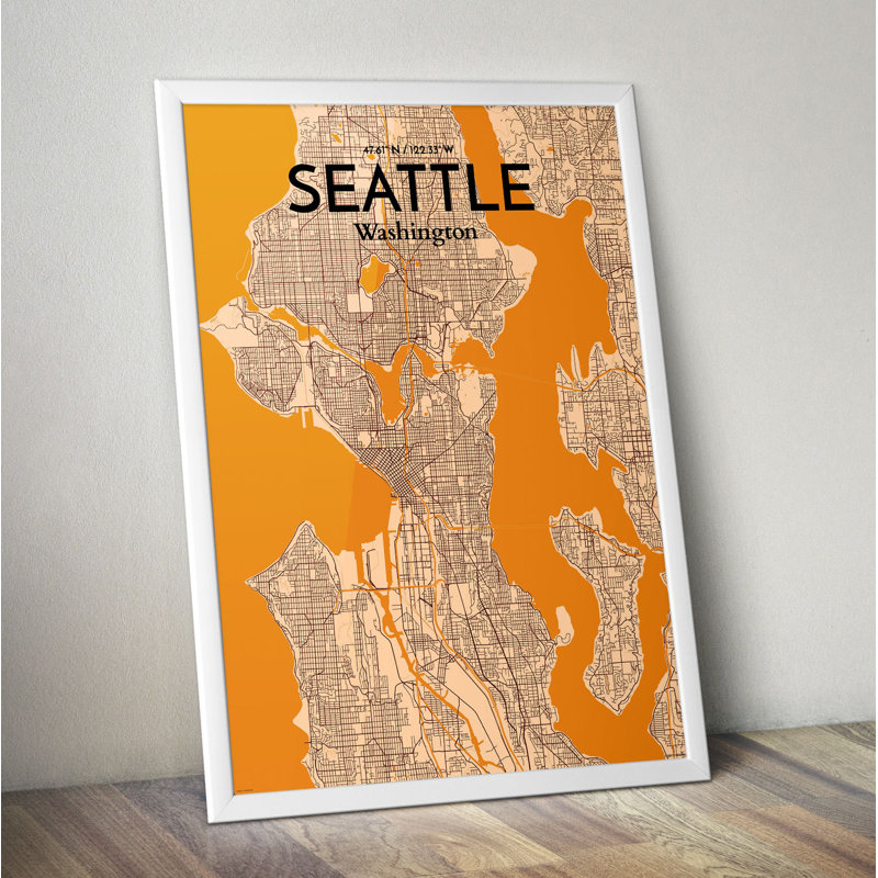Seattle City Map - No Frame Print, 43.2cm H x 27.9cm W x 0.1cm D