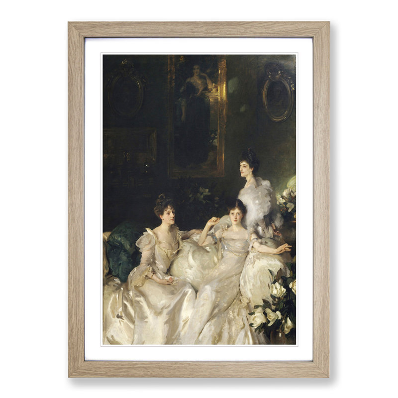 The Wyndham Sisters by John Singer Sargent - Picture Frame Painting, 48cm H x 36cm W x 2cm D, Oak