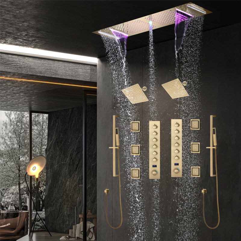 Thermostatic Music Shower with Rough in-Valve, Brushed Gold