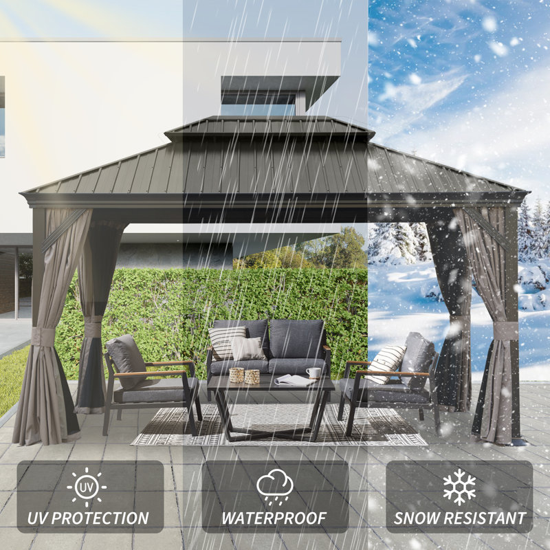 Pavillon de jardin durable en métal X14 pour toit-terrasse, jardin et cour