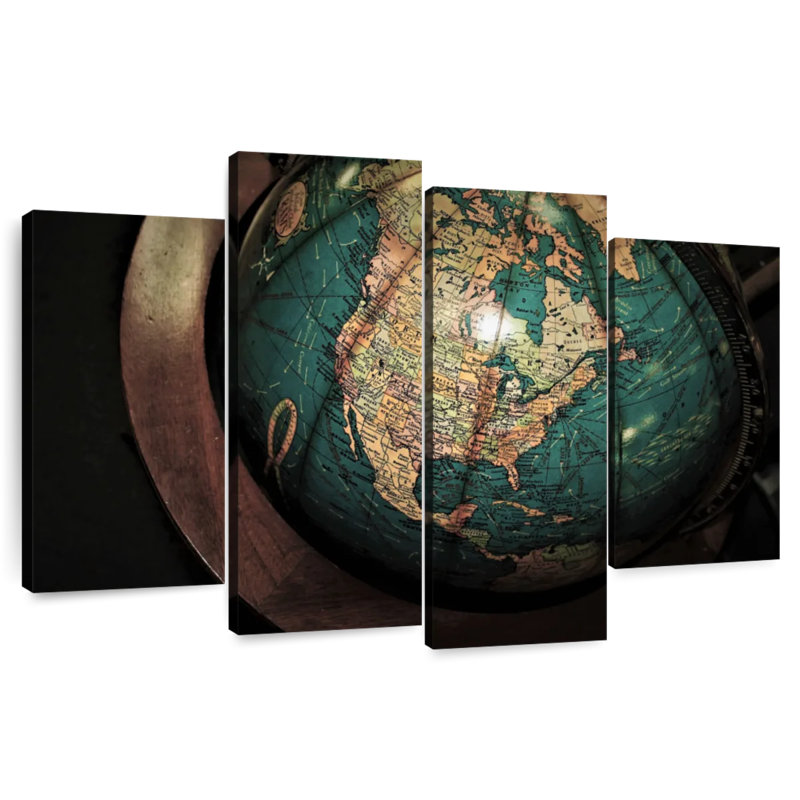 Carte rétro du globe Aliaz, H 27 po x l 43 po